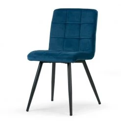 Set of 2 Anika Blue Velvet Dining Chair Side Chair with Stitching and Black Metal Legs by Glamour Home 10 Set of 2 Anika Blue Velvet Dining Chair Side Chair with Stitching and Black Metal Legs by Glamour Home -Kahomvis Sales Store blue glamour home dining chairs ghdc 1357 1f 1000
