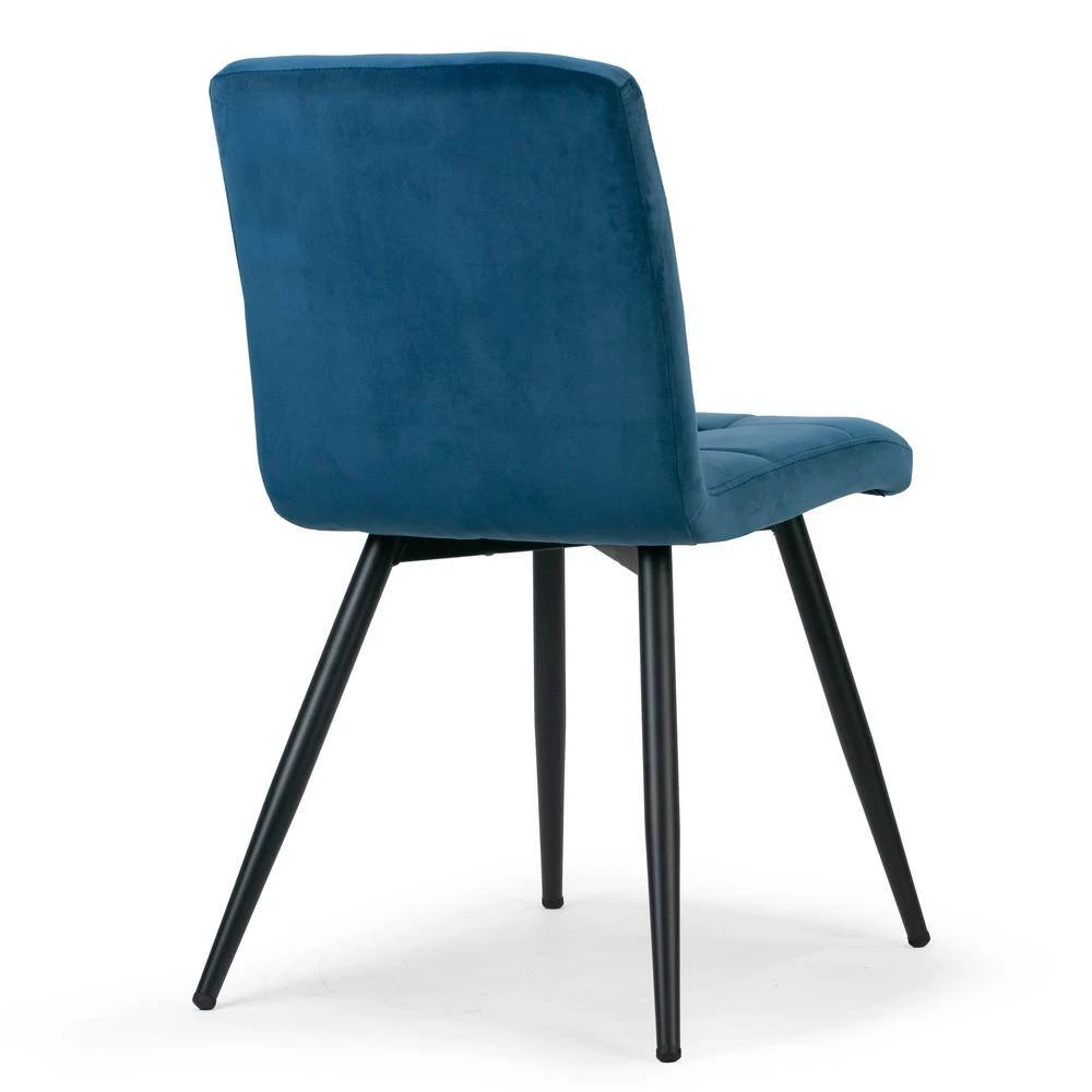 Set of 2 Anika Blue Velvet Dining Chair Side Chair with Stitching and Black Metal Legs by Glamour Home 5 Set of 2 Anika Blue Velvet Dining Chair Side Chair with Stitching and Black Metal Legs by Glamour Home - Image 5