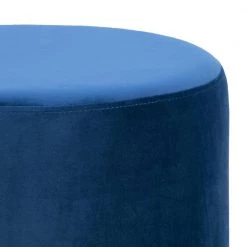 Anna Blue Velvet with Golden Accent Base Small Size Round Footstool Ottoman by Glamour Home -Kahomvis Sales Store blue glamour home ottomans ghotm 1361 4f 1000