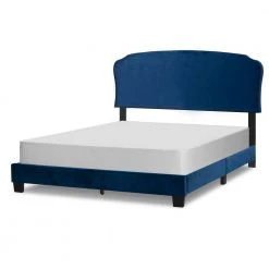 Aric Navy Blue Velvet Queen Bed with Contrasting Piping Accent by Glamour Home 8 Aric Navy Blue Velvet Queen Bed with Contrasting Piping Accent by Glamour Home -Kahomvis Sales Store blue glamour home panel beds ghub 1372 4f 1000