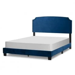 Arezo Navy Blue Velvet Queen Bed with Black Nail Head Trim by Glamour Home 7 Arezo Navy Blue Velvet Queen Bed with Black Nail Head Trim by Glamour Home -Kahomvis Sales Store blue glamour home panel beds ghub 1375 4f 1000