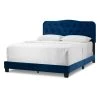 Artan Navy Blue Velvet Queen Bed with Button Tufting by Glamour Home