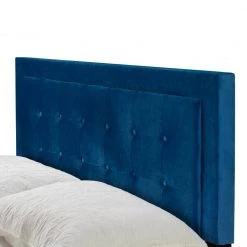 Austin Navy Blue Velvety Fabric Queen Bed with Button Tufting and Stitching by Glamour Home -Kahomvis Sales Store blue glamour home panel beds ghub 1533 1f 1000