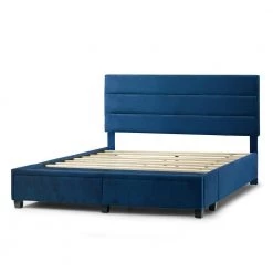 Arnia Navy Blue Queen Bed Captain's Bed with 2-Storage Drawers by Glamour Home -Kahomvis Sales Store blue glamour home platform beds ghub 1384 c3 1000