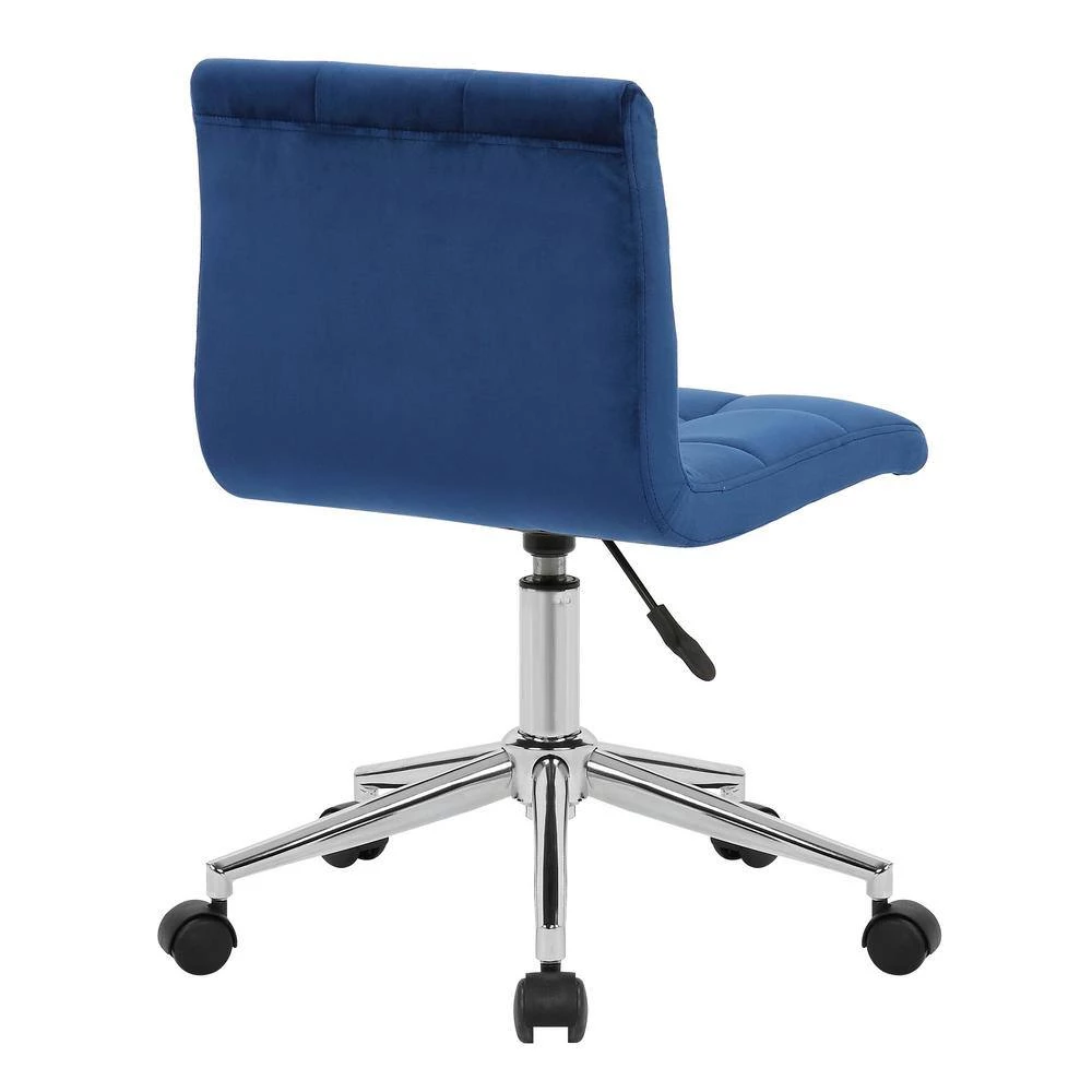 Amali Blue Velvet Upholstered Adjustable Height Swivel Office Chair with Wheel Base by Glamour Home 4 Amali Blue Velvet Upholstered Adjustable Height Swivel Office Chair with Wheel Base by Glamour Home - Image 4