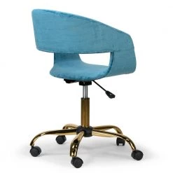 Amani Blue Velvet 17.5 in. Adjustable with Golden Metal Base Height Office Chair by Glamour Home 15 Amani Blue Velvet 17.5 in. Adjustable with Golden Metal Base Height Office Chair by Glamour Home -Kahomvis Sales Store blue golden frame glamour home task chairs ghtsc 1286 1f 1000