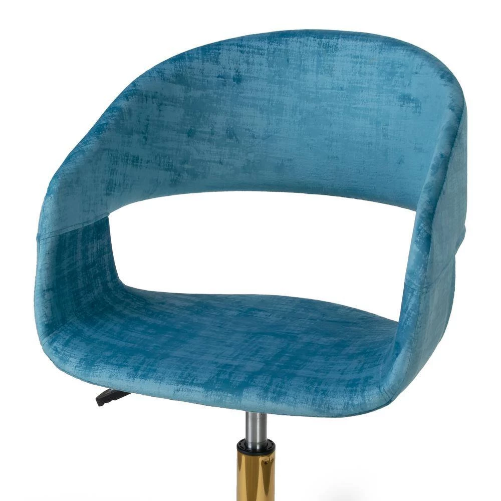Amani Blue Velvet 17.5 in. Adjustable with Golden Metal Base Height Office Chair by Glamour Home 9 Amani Blue Velvet 17.5 in. Adjustable with Golden Metal Base Height Office Chair by Glamour Home - Image 9