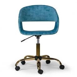Amani Blue Velvet 17.5 in. Adjustable with Golden Metal Base Height Office Chair by Glamour Home 14 Amani Blue Velvet 17.5 in. Adjustable with Golden Metal Base Height Office Chair by Glamour Home -Kahomvis Sales Store blue golden frame glamour home task chairs ghtsc 1286 c3 1000