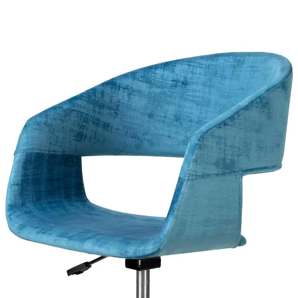 Amani Blue Velvet 17.5 in. Adjustable with Golden Metal Base Height Office Chair by Glamour Home 8 Amani Blue Velvet 17.5 in. Adjustable with Golden Metal Base Height Office Chair by Glamour Home - Image 8