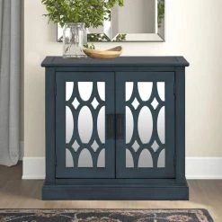Blue Pine Wood Accent Storage Cabinet with Decorative Mirror Door for Entryway, Bedroom and Living Room by Kahomvis 21 Blue Pine Wood Accent Storage Cabinet with Decorative Mirror Door for Entryway, Bedroom and Living Room by Kahomvis -Kahomvis Sales Store blue kahomvis accent cabinets u lkwf2 26aav 31 1000