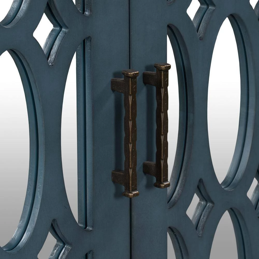 Blue Pine Wood Accent Storage Cabinet with Decorative Mirror Door for Entryway, Bedroom and Living Room by Kahomvis 8 Blue Pine Wood Accent Storage Cabinet with Decorative Mirror Door for Entryway, Bedroom and Living Room by Kahomvis - Image 8