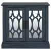 Blue Pine Wood Accent Storage Cabinet with Decorative Mirror Door for Entryway, Bedroom and Living Room by Kahomvis