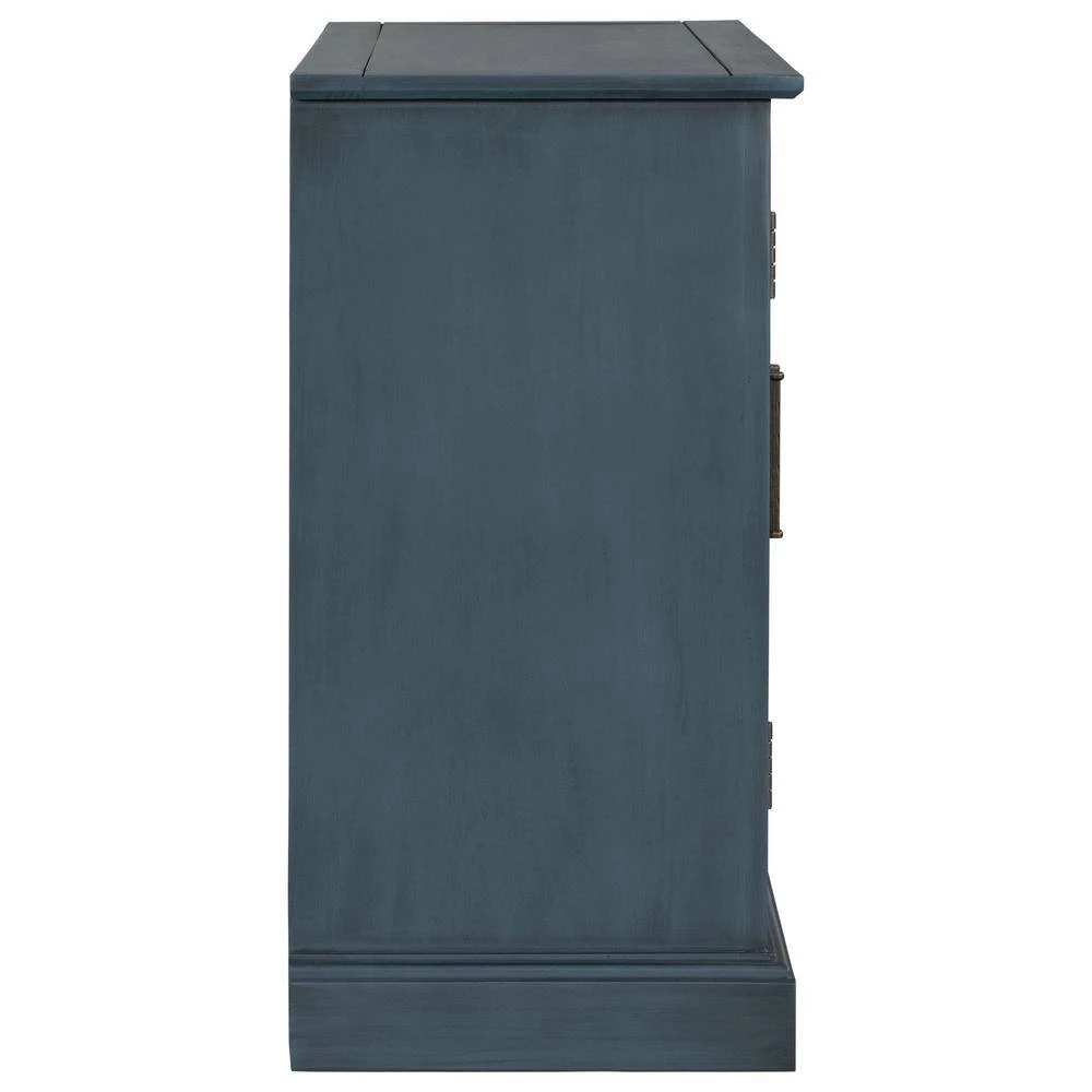 Blue Pine Wood Accent Storage Cabinet with Decorative Mirror Door for Entryway, Bedroom and Living Room by Kahomvis 2 Blue Pine Wood Accent Storage Cabinet with Decorative Mirror Door for Entryway, Bedroom and Living Room by Kahomvis - Image 2