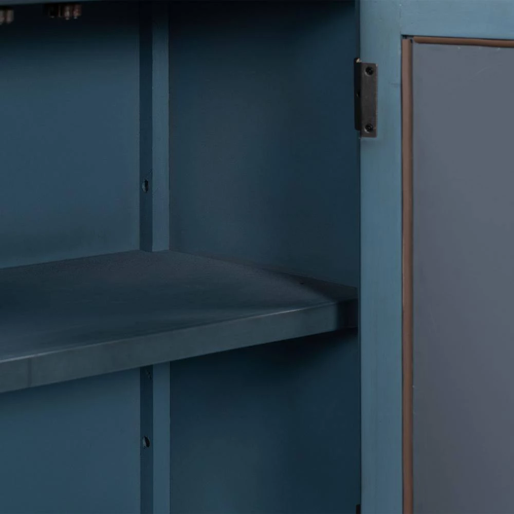 Blue Pine Wood Accent Storage Cabinet with Decorative Mirror Door for Entryway, Bedroom and Living Room by Kahomvis 9 Blue Pine Wood Accent Storage Cabinet with Decorative Mirror Door for Entryway, Bedroom and Living Room by Kahomvis - Image 9