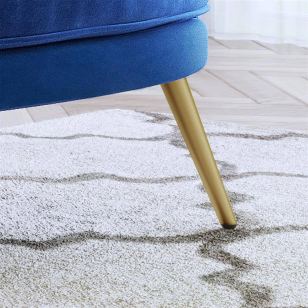 Blue Modern Velvet Upholstered Accent Barrel Chair (Set of 1) by Kahomvis 5 Blue Modern Velvet Upholstered Accent Barrel Chair (Set of 1) by Kahomvis - Image 5