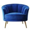 Blue Modern Velvet Upholstered Accent Barrel Chair (Set of 1) by Kahomvis
