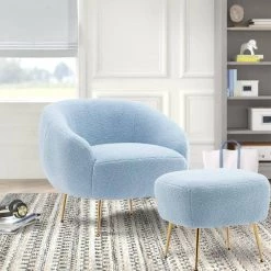 Blue Modern Altay Velvet Leisure Accent Chair and Ottoman Set by Kahomvis 21 Blue Modern Altay Velvet Leisure Accent Chair and Ottoman Set by Kahomvis -Kahomvis Sales Store blue kahomvis accent chairs of lwwf2 96aak 31 1000