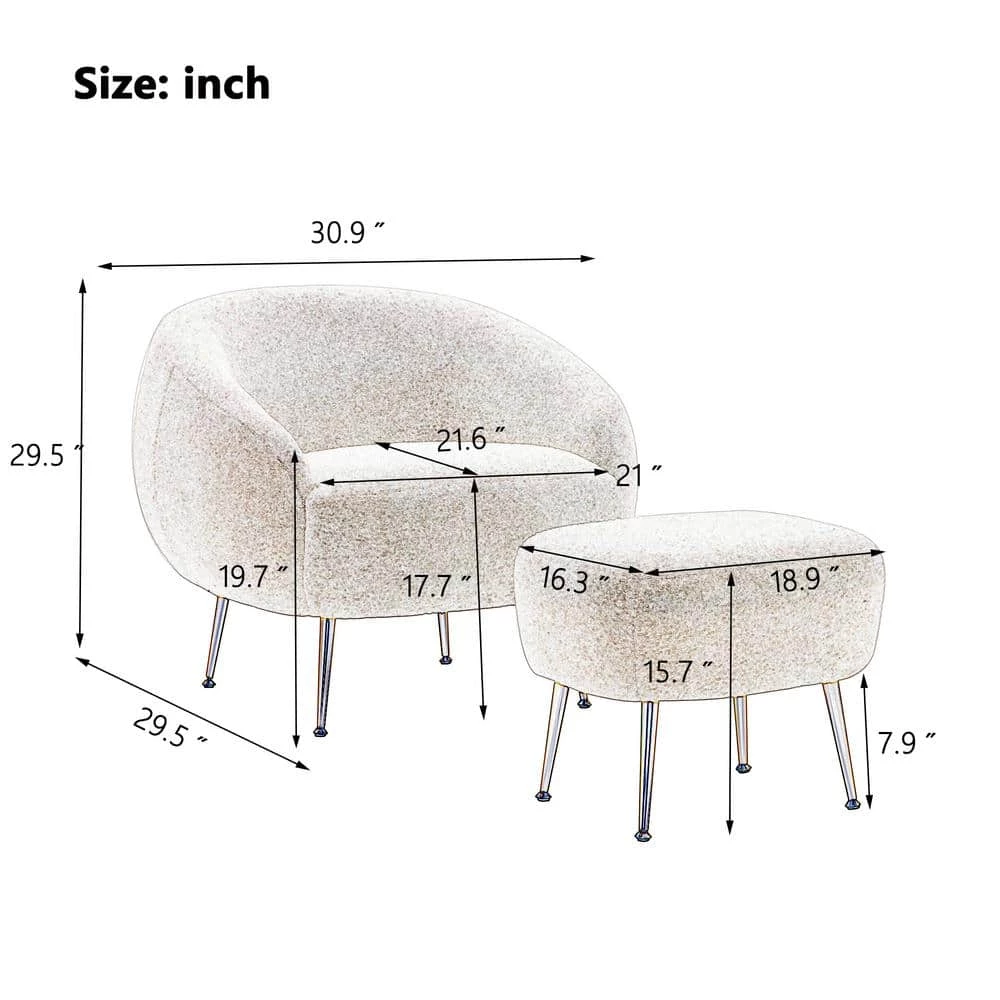 Blue Modern Altay Velvet Leisure Accent Chair and Ottoman Set by Kahomvis 10 Blue Modern Altay Velvet Leisure Accent Chair and Ottoman Set by Kahomvis - Image 10