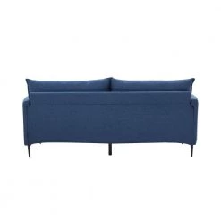 74.8 in. Blue Linen 2-Seater Upholstery Loveseat with Round Arms by Kahomvis -Kahomvis Sales Store blue linen cover kahomvis loveseats of lqwf 8aac 66 1000