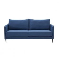 74.8 in. Blue Linen 2-Seater Upholstery Loveseat with Round Arms by Kahomvis -Kahomvis Sales Store blue linen cover kahomvis loveseats of lqwf 8aac c3 1000