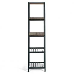 Ailis 57 in. Brown Pine Wood Metal Frame Etagere Bookcase Shelf Media Center by Glamour Home 9 Ailis 57 in. Brown Pine Wood Metal Frame Etagere Bookcase Shelf Media Center by Glamour Home -Kahomvis Sales Store brown black frame glamour home bookcases bookshelves ghdsv 1159 1f 1000