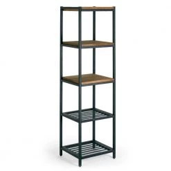 Ailis 57 in. Brown Pine Wood Metal Frame Etagere Bookcase Shelf Media Center by Glamour Home