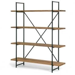 75 in. Brown/Black Metal 4-shelf Etagere Bookcase with Open Back by Glamour Home