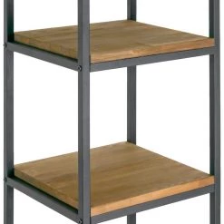 Ailis 57 in. Brown Pine Wood Shelf Etagere Bookcase Media Center with Metal Frame by Glamour Home -Kahomvis Sales Store brown black frame glamour home bookcases bookshelves ghdsv 1194 1f 1000