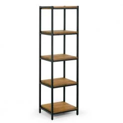 Ailis 57 in. Brown Pine Wood Shelf Etagere Bookcase Media Center with Metal Frame by Glamour Home