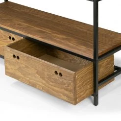 70.75 in. Brown/Black Metal 5-shelf Etagere Bookcase with Drawers by Glamour Home -Kahomvis Sales Store brown black frame glamour home bookcases bookshelves ghdsv 1251 1f 1000