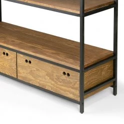 70.75 in. Brown/Black Metal 5-shelf Etagere Bookcase with Drawers by Glamour Home -Kahomvis Sales Store brown black frame glamour home bookcases bookshelves ghdsv 1251 44 1000