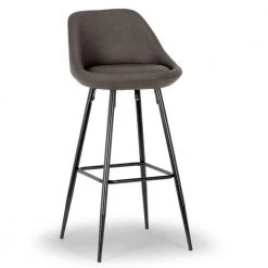 30 in. Aldis Brown Faux Leather Bar Stool with Black Metal Legs and Decorative Zipper (Set of 2) by Glamour Home -Kahomvis Sales Store brown black glamour home bar stools ghstl 1211 1f 1000