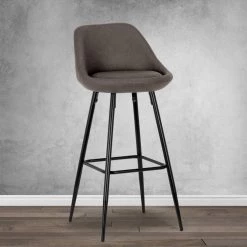 30 in. Aldis Brown Faux Leather Bar Stool with Black Metal Legs and Decorative Zipper (Set of 2) by Glamour Home -Kahomvis Sales Store brown black glamour home bar stools ghstl 1211 31 1000
