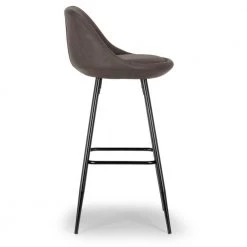30 in. Aldis Brown Faux Leather Bar Stool with Black Metal Legs and Decorative Zipper (Set of 2) by Glamour Home -Kahomvis Sales Store brown black glamour home bar stools ghstl 1211 44 1000