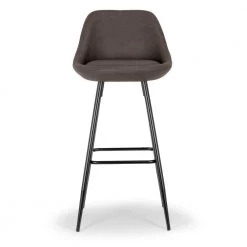 30 in. Aldis Brown Faux Leather Bar Stool with Black Metal Legs and Decorative Zipper (Set of 2) by Glamour Home -Kahomvis Sales Store brown black glamour home bar stools ghstl 1211 4f 1000