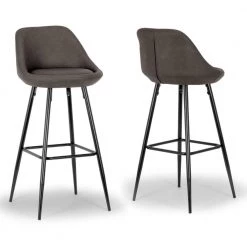 30 in. Aldis Brown Faux Leather Bar Stool with Black Metal Legs and Decorative Zipper (Set of 2) by Glamour Home -Kahomvis Sales Store brown black glamour home bar stools ghstl 1211 c3 1000