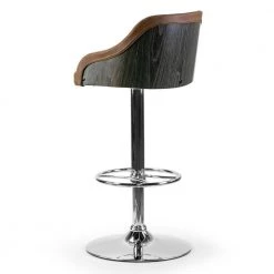 Amada Brown with Grey Plywood Back Upholstered 33 in. Adjustable Height Bar Stool by Glamour Home -Kahomvis Sales Store brown chrome glamour home bar stools ghstl 1282 44 1000