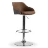 Amada Brown with Grey Plywood Back Upholstered 33 in. Adjustable Height Bar Stool by Glamour Home