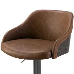 Amada Brown with Grey Plywood Back Upholstered 33 in. Adjustable Height Bar Stool by Glamour Home -Kahomvis Sales Store brown chrome glamour home bar stools ghstl 1282 fa 1000