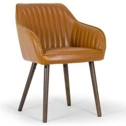 Alaura Arm Chair in Caramel Brown Faux Leather with Beech Legs (Set of 2) by Glamour Home 10 Alaura Arm Chair in Caramel Brown Faux Leather with Beech Legs (Set of 2) by Glamour Home -Kahomvis Sales Store brown glamour home accent chairs ghdc 1204 1f 1000