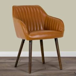Alaura Arm Chair in Caramel Brown Faux Leather with Beech Legs (Set of 2) by Glamour Home 13 Alaura Arm Chair in Caramel Brown Faux Leather with Beech Legs (Set of 2) by Glamour Home -Kahomvis Sales Store brown glamour home accent chairs ghdc 1204 31 1000