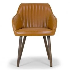 Alaura Arm Chair in Caramel Brown Faux Leather with Beech Legs (Set of 2) by Glamour Home 9 Alaura Arm Chair in Caramel Brown Faux Leather with Beech Legs (Set of 2) by Glamour Home -Kahomvis Sales Store brown glamour home accent chairs ghdc 1204 4f 1000