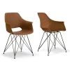 Alora Retro Modern Caramel Brown Arm Chair with Black Steel Legs (Set of 2) by Glamour Home