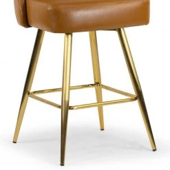 Auren 25.75 in. Light Brown Upholstered Metal Frame Counter Stool with Golden Legs (Set of 2) by Glamour Home 16 Auren 25.75 in. Light Brown Upholstered Metal Frame Counter Stool with Golden Legs (Set of 2) by Glamour Home -Kahomvis Sales Store brown glamour home bar stools ghstl 1507 76 1000