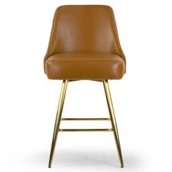 Auren 25.75 in. Light Brown Upholstered Metal Frame Counter Stool with Golden Legs (Set of 2) by Glamour Home 12 Auren 25.75 in. Light Brown Upholstered Metal Frame Counter Stool with Golden Legs (Set of 2) by Glamour Home -Kahomvis Sales Store brown glamour home bar stools ghstl 1507 c3 1000