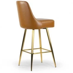 Auren 29.75 in. Light Brown Upholstered Metal Frame Bar Stool with Golden Legs (Set of 2) by Glamour Home 10 Auren 29.75 in. Light Brown Upholstered Metal Frame Bar Stool with Golden Legs (Set of 2) by Glamour Home -Kahomvis Sales Store brown glamour home bar stools ghstl 1508 44 1000