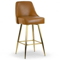 Auren 29.75 in. Light Brown Upholstered Metal Frame Bar Stool with Golden Legs (Set of 2) by Glamour Home 9 Auren 29.75 in. Light Brown Upholstered Metal Frame Bar Stool with Golden Legs (Set of 2) by Glamour Home -Kahomvis Sales Store brown glamour home bar stools ghstl 1508 4f 1000