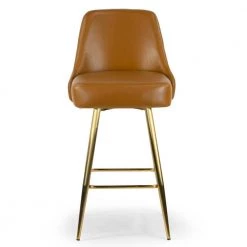 Auren 29.75 in. Light Brown Upholstered Metal Frame Bar Stool with Golden Legs (Set of 2) by Glamour Home 8 Auren 29.75 in. Light Brown Upholstered Metal Frame Bar Stool with Golden Legs (Set of 2) by Glamour Home -Kahomvis Sales Store brown glamour home bar stools ghstl 1508 c3 1000
