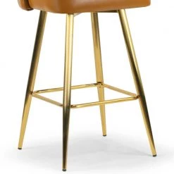 Auren 29.75 in. Light Brown Upholstered Metal Frame Bar Stool with Golden Legs (Set of 2) by Glamour Home 11 Auren 29.75 in. Light Brown Upholstered Metal Frame Bar Stool with Golden Legs (Set of 2) by Glamour Home -Kahomvis Sales Store brown glamour home bar stools ghstl 1508 fa 1000