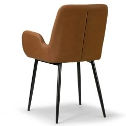 Alrik Caramel Brown Arm Chair with Zigzag Stitching and Black Steel Legs (Set of 2) by Glamour Home -Kahomvis Sales Store brown glamour home dining chairs ghdc 1254 76 1000